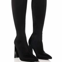 AZALEA WANG ESTATE NEOPRENE KNEE HIGH BOOT IN BLACK