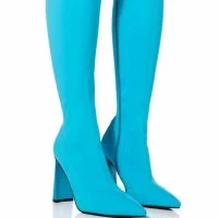 AZALEA WANG ESTATE NEOPRENE KNEE HIGH BOOT IN BLUE