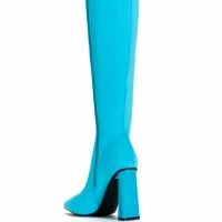 AZALEA WANG ESTATE NEOPRENE KNEE HIGH BOOT IN BLUE -Sewing Down South shop azalea wang estate neoprene knee high boot in blue blue 4 4
