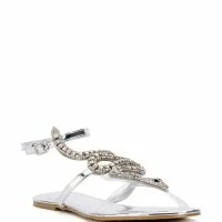 AZALEA WANG ESTRELLA FLAT RHINESTONE SNAKE SANDAL IN SILVER -Sewing Down South shop azalea wang estrella flat rhinestone snake sandal in silver silver 3 3