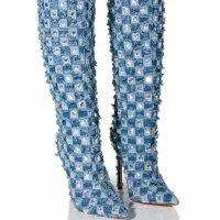 AZALEA WANG EVE DISTRESSED DENIM BOOT