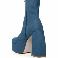 AZALEA WANG BE YOUR GIRL CHUNKY PLATFORM BOOTIE IN DENIM -Sewing Down South shop azalea wang everleigh chunky bootie in denim denim 4 4