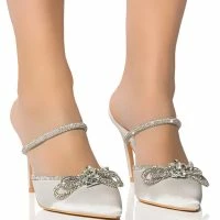 AZALEA WANG EVIT STILETTO MULE PUMP IN WHITE -Sewing Down South shop azalea wang evit stiletto mule pump in white white 1 1