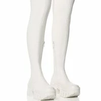 AZALEA WANG FAVORED PU THIGH HIGH BOOT WITH 4 WAY STRETCH IN WHITE