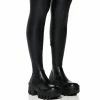 AZALEA WANG FAVORED PU THIGH HIGH BOOT WITH 4 WAY STRETCH IN BLACK