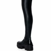 AZALEA WANG FAVORED PU THIGH HIGH BOOT WITH 4 WAY STRETCH IN BLACK -Sewing Down South shop azalea wang favored stretch pu thigh high boot in black black 4 4