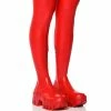 AZALEA WANG FAVORED PU THIGH HIGH BOOT WITH 4 WAY STRETCH IN RED