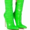 AZALEA WANG FAYE CROC BOOTIE IN GREEN