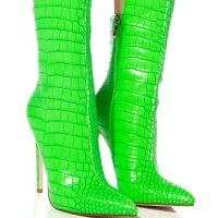 AZALEA WANG FAYE CROC BOOTIE IN GREEN