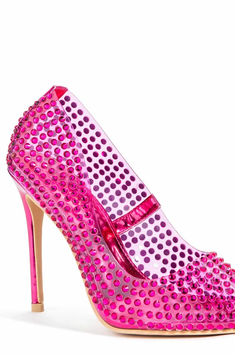 AZALEA WANG FIND ME ON THE DANCEFLOOR RHINESTONE PVC PUMP IN FUCHSIA 5 AZALEA WANG FIND ME ON THE DANCEFLOOR RHINESTONE PVC PUMP IN FUCHSIA - Image 5