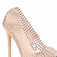 AZALEA WANG FIND ME ON THE DANCEFLOOR RHINESTONE PVC PUMP IN NUDE -Sewing Down South shop azalea wang find me on the dancefloor rhinestone pvc pump in nude nude 5 5