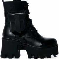 AZALEA WANG FOLLOW CHUNKY COMBAT BOOTIE IN BLACK
