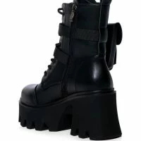AZALEA WANG FOLLOW CHUNKY COMBAT BOOTIE IN BLACK -Sewing Down South shop azalea wang follow chunky combat bootie in black black 4 4