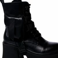 AZALEA WANG FOLLOW CHUNKY COMBAT BOOTIE IN BLACK -Sewing Down South shop azalea wang follow chunky combat bootie in black black 5 5