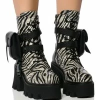 AZALEA WANG FOLLOW CHUNKY COMBAT BOOTIE IN ZEBRA -Sewing Down South shop azalea wang follow chunky combat bootie in zebra zebra 1 1 c1