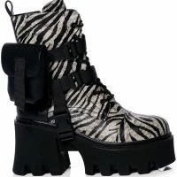 AZALEA WANG FOLLOW CHUNKY COMBAT BOOTIE IN ZEBRA