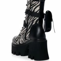 AZALEA WANG FOLLOW CHUNKY COMBAT BOOTIE IN ZEBRA -Sewing Down South shop azalea wang follow chunky combat bootie in zebra zebra 4 4