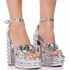 AZALEA WANG FRANCIE EMBELLISHED CHUNKY SANDAL IN SILVER