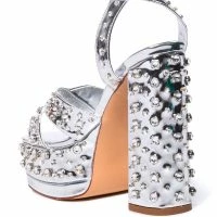 AZALEA WANG FRANCIE EMBELLISHED CHUNKY SANDAL IN SILVER -Sewing Down South shop azalea wang francie embellished chunky sandal in silver silver 4 4