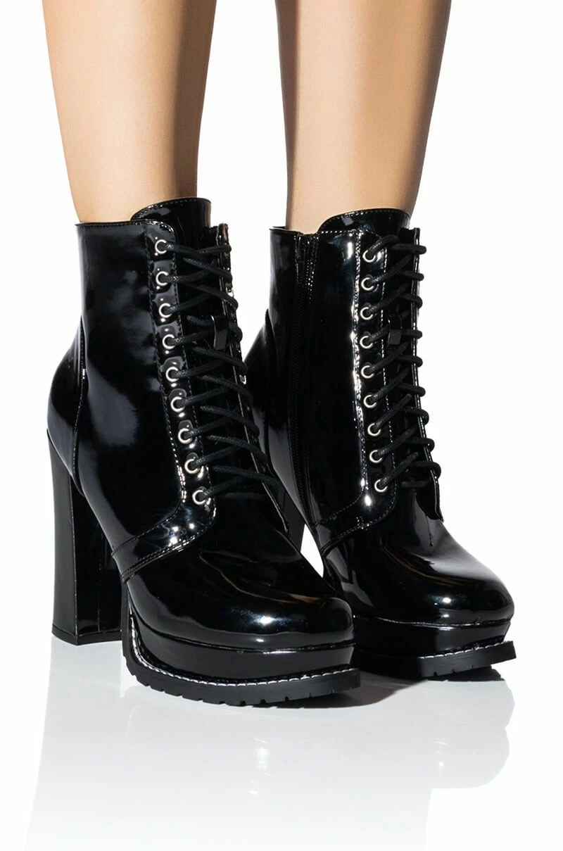 AZALEA WANG FREDDIE CHUNKY LACE UP BOOTIE IN BLACK 1 AZALEA WANG FREDDIE CHUNKY LACE UP BOOTIE IN BLACK