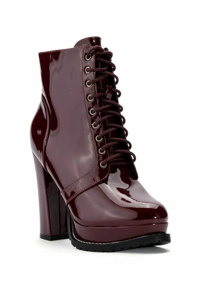 AZALEA WANG FREDDIE CHUNKY LACE UP BOOTIE IN BURGUNDY 3 AZALEA WANG FREDDIE CHUNKY LACE UP BOOTIE IN BURGUNDY - Image 3