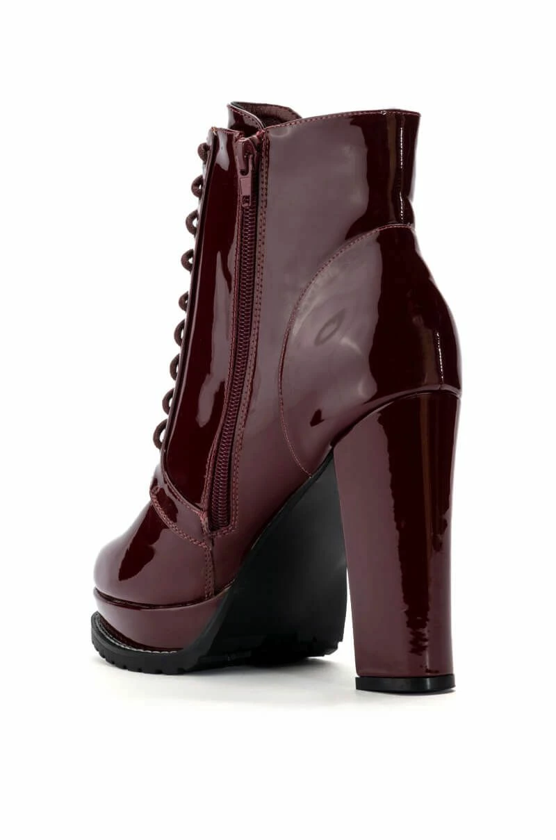 AZALEA WANG FREDDIE CHUNKY LACE UP BOOTIE IN BURGUNDY 4 AZALEA WANG FREDDIE CHUNKY LACE UP BOOTIE IN BURGUNDY - Image 4