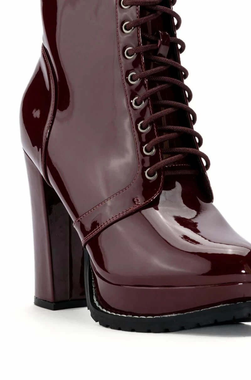 AZALEA WANG FREDDIE CHUNKY LACE UP BOOTIE IN BURGUNDY 5 AZALEA WANG FREDDIE CHUNKY LACE UP BOOTIE IN BURGUNDY - Image 5