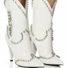 AZALEA WANG FREIDA EMBELLISHED BOOTIE IN WHITE