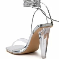 AZALEA WANG FREMONT PVC SANDAL IN SILVER -Sewing Down South shop azalea wang fremont pvc sandal in silver silver 5 5 c1