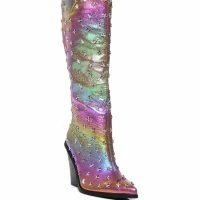 AZALEA WANG FREYA STAR STUDDED IRIDESCENT WESTERN BOOT IN PURPLE -Sewing Down South shop azalea wang freya star studded iridescent western boot in purple purple 3 3