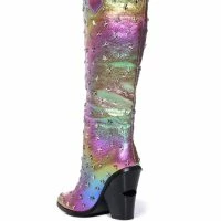 AZALEA WANG FREYA STAR STUDDED IRIDESCENT WESTERN BOOT IN PURPLE -Sewing Down South shop azalea wang freya star studded iridescent western boot in purple purple 4 4