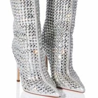 AZALEA WANG FULL OF LOVE RHINESTONE EMBELLISHED BOOTIE IN SILVER