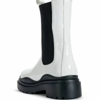 AZALEA WANG GHOSTED FLATFORM CHELSEA BOOT IN BLACK WHITE -Sewing Down South shop azalea wang ghosted flatform chelsea boot in black white black white 4 4 c1