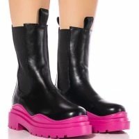 AZALEA WANG GHOSTED FLATFORM CHELSEA BOOT IN FUCHSIA