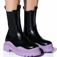 AZALEA WANG GHOSTED FLATFORM CHELSEA BOOT IN PURPLE