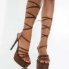 AZALEA WANG GIRLS NIGHT STILETTO SANDAL IN BROWN