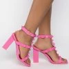 AZALEA WANG GIVE YOU EVERYTHING CHUNKY SANDAL IN PINK