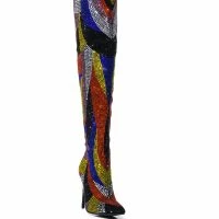 AZALEA WANG GLAMOROUS EMBELLISHED STILETTO BOOT -Sewing Down South shop azalea wang glamorous embellished stiletto boot multi 3 3