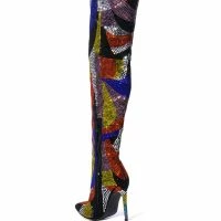 AZALEA WANG GLAMOROUS EMBELLISHED STILETTO BOOT -Sewing Down South shop azalea wang glamorous embellished stiletto boot multi 4 4