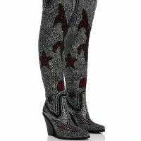 AZALEA WANG GO WITH THE FLOW WESTERN THIGH HIGH CHUNKY HEEL BOOT