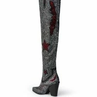 AZALEA WANG GO WITH THE FLOW WESTERN THIGH HIGH CHUNKY HEEL BOOT -Sewing Down South shop azalea wang go with the flow western thigh high chunky heel boot black 6 6