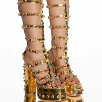 AZALEA WANG GOLD DIGGER CHUNKY SANDAL IN GOLD -Sewing Down South shop azalea wang gold digger chunky sandal in gold gold 1 1 c1 c1