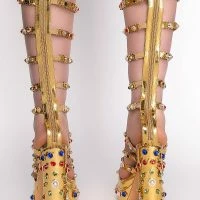 AZALEA WANG GOLD DIGGER CHUNKY SANDAL IN GOLD -Sewing Down South shop azalea wang gold digger chunky sandal in gold gold 4 4