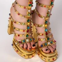 AZALEA WANG GOLD DIGGER CHUNKY SANDAL IN GOLD -Sewing Down South shop azalea wang gold digger chunky sandal in gold gold 5 5