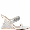 AZALEA WANG GRAHAM PATENT WEDGE EMBELLISHED SANDAL IN WHITE
