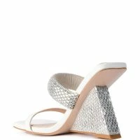 AZALEA WANG GRAHAM PATENT WEDGE EMBELLISHED SANDAL IN WHITE -Sewing Down South shop azalea wang graham patent wedge embellished sandal in white white 4 4