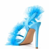 AZALEA WANG GRAPEFRUIT TULLE STILETTO SANDAL IN BLUE -Sewing Down South shop azalea wang grapefruit tulle stiletto sandal in blue blue 4 4