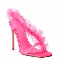 AZALEA WANG GRAPEFRUIT TULLE STILETTO SANDAL IN PINK -Sewing Down South shop azalea wang grapefruit tulle stiletto sandal in pink pink 3 3