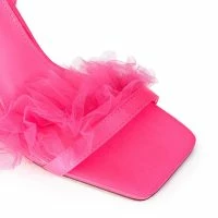 AZALEA WANG GRAPEFRUIT TULLE STILETTO SANDAL IN PINK -Sewing Down South shop azalea wang grapefruit tulle stiletto sandal in pink pink 5 5