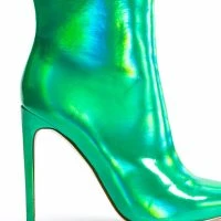 AZALEA WANG HALO HOLOGRAPHIC STILETTO BOOTIE IN GREEN -Sewing Down South shop azalea wang halo holographic stiletto bootie in green green 5 5 c1